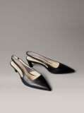 Black Leather Kitten Slingback Pumps  Women