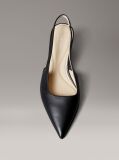 Black Leather Kitten Slingback Pumps  Women