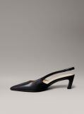 Black Leather Kitten Slingback Pumps  Women