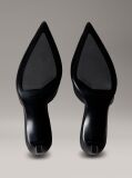 Black Leather Kitten Slingback Pumps  Women