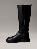 Black Leather Signature Logo Knee Boots  Women