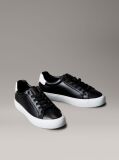 Μαύρο Δερμάτινα Sneakers  Με Ανάγλυφο Λογότυπο  Γυναίκα