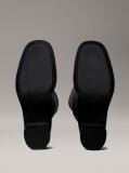 Black Leather Square Toe Zip Knee Boots  Women