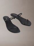 Black Lina - Leather Kitten Heel Sandals  Women