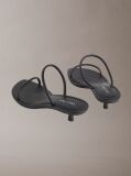 Black Lina - Leather Kitten Heel Sandals  Women