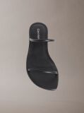 Black Lina - Leather Kitten Heel Sandals  Women