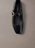 Black Leather Mary Jane Ballerinas  Women