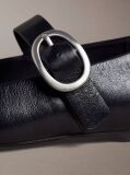 Black Leather Mary Jane Ballerinas  Women