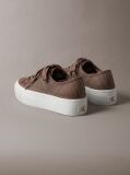 Brown Flat Lace-Up Striped Nylon Sneakers  Women