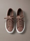 Brown Flat Lace-Up Striped Nylon Sneakers  Women