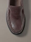 Καφέ Thea - Δερμάτινα Loafers Με Πιέτες  Γυναίκα