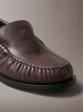 Καφέ Thea - Δερμάτινα Loafers Με Πιέτες  Γυναίκα