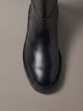 Black Leather Stacked Heel Knee-High Boots  Women