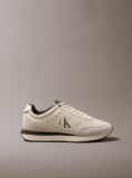 Beige Leather Signature Logo Runner Sneakers  Women