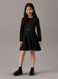 Black Flared Punto Logo Dress  Girls
