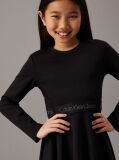 Black Flared Punto Logo Dress  Girls