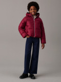 Red Hooded Logo Puffer Jacket  Girls