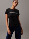 Μαύρο Slim T-Shirt Από Οργανικό Βαμβάκι Με Λογότυπο  Γυναίκα