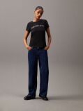 Μαύρο Slim T-Shirt Από Οργανικό Βαμβάκι Με Λογότυπο  Γυναίκα
