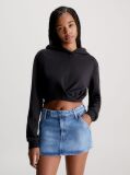 Black Cropped Wrap Hoodie  Women