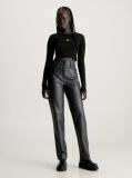 Black High Rise Faux Leather Trousers  Women