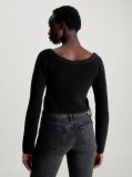 Black Cropped Ribbed Cotton Jumper  Women