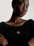 Black Cropped Ribbed Cotton Jumper  Women