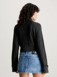 Μαύρο Βαμβακερή Ribbed Ζακέτα Με Φερμουάρ  Γυναίκα