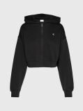 Μαύρο Cropped Hoodie Με Φερμουάρ  Γυναίκα