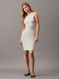 White Slim Knit Open Back Dress  Women