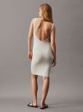 White Slim Knit Open Back Dress  Women