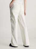 White Cotton Straight Cargo Pants  Women