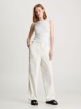 White Cotton Straight Cargo Pants  Women