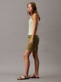 Green Cotton Twill Mom Shorts  Women