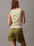 Green Cotton Twill Mom Shorts  Women