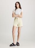 Green Cotton Twill Mom Shorts  Women