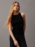 Black Slim Ribbed Tie Back Top  Women