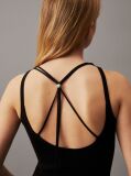 Black Slim Ribbed Tie Back Top  Women