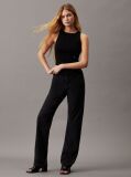 Black Slim Ribbed Tie Back Top  Women