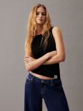 Black Slim Knit Open Back Tank Top  Women
