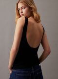 Black Slim Knit Open Back Tank Top  Women