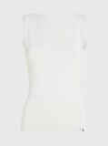 White Slim Knit Open Back Tank Top  Women