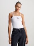 White Cotton Stretch Monogram Bodysuit  Women
