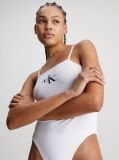 White Cotton Stretch Monogram Bodysuit  Women