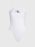 White Cotton Stretch Monogram Bodysuit  Women