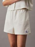 White Cotton Seersucker Shorts  Women