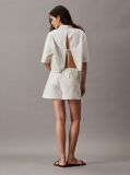 White Cotton Seersucker Shorts  Women