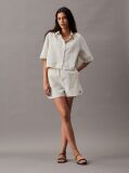 White Cotton Seersucker Shorts  Women