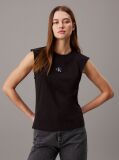 Μαύρο Άνετο Αμάνικο T-shirt  Γυναίκα
