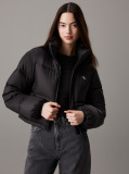 Black Cropped Down Puffer Jacket  Women